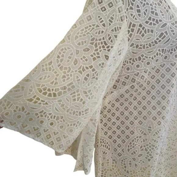 Chicos White Lace Tunic Top Size 2 L Cotton Blend Length 29" Excellent Condition - Picture 6 of 10